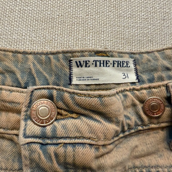 Free People Tan Jean Shorts with Denim Fabric and Contrasting Stitching 31 - Picture 4 of 6